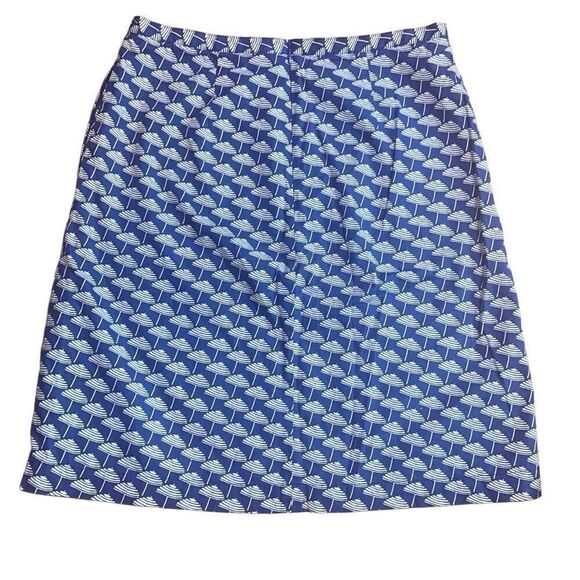 Boden British PRINTED COTTON A-LINE SKIRT w pockets Klein Blue Parasol US 8 - Picture 10 of 10